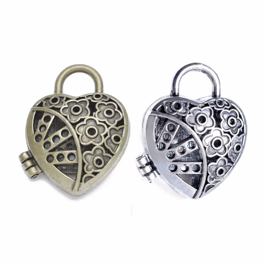 

1pcs Antique Bronze Memory Flower DIY Vintage Floating Essential Oils Hollow Heart Diffuser Necklace Locket Pedants