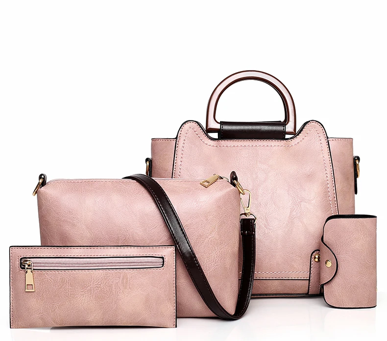 Стиль Для женщин сумки из натуральной кожи простая сумка стиль дизайнерские сумки бренд Для женщин Сумки дамские ручные сумки 4 шт./компл