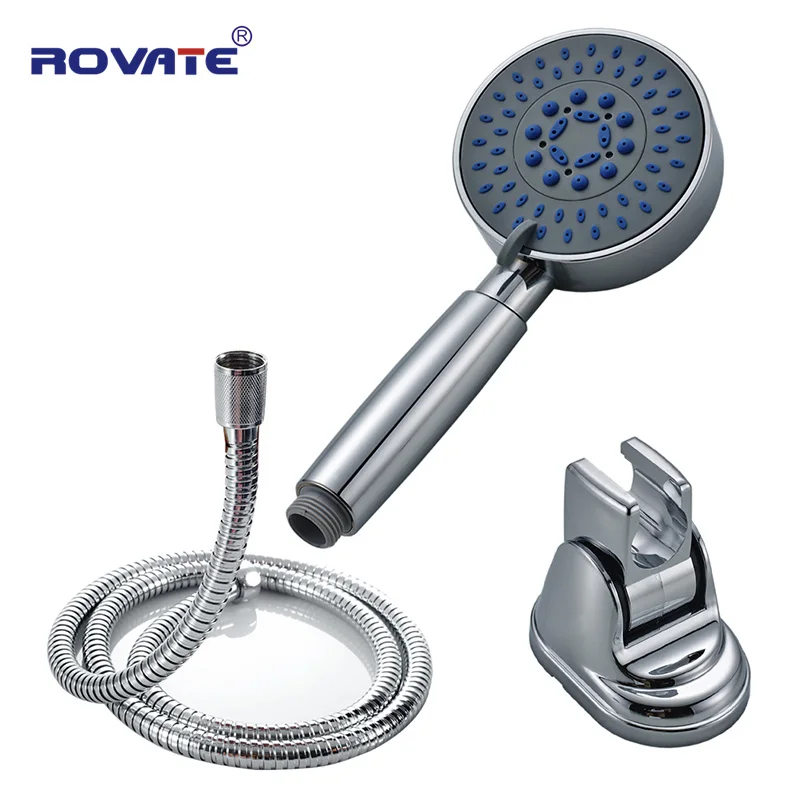 

ROVATE Hand Shower Set Five Water Outlet Ways Shower Head Chrome Plated Handheld Shower Water Saving Handbrause Silicone Nozzle