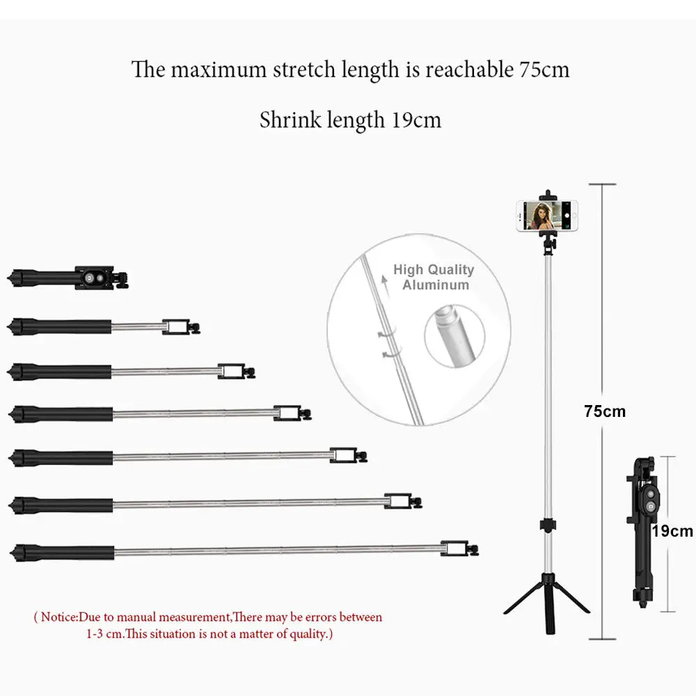 Складная селфи палка Bluetooth селфи палка+ штатив+ Bluetooth затвор Съемник Штатив для Xiaomi Android iPhone селфи палки