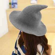 Осенняя Новая Вязаная Шляпа ведьма с острым носком, ковш, забавная Рыбацкая шляпа, аксессуары для Хэллоуина, женская шляпа ведьмы, милая шапочка