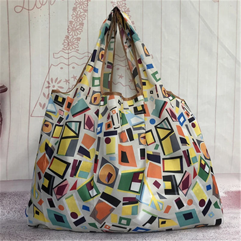 Magic style Nylon Large Tote ECO Reusable Polyester Portable Shoulder Handbag Cartoon Green Folding Pouch Shopping Bag Foldable Magic style Nylon Large Tote ECO Reusable Polyester Portable Shoulder Handbag Cartoon Green Folding Pouch Shopping Bag Foldable