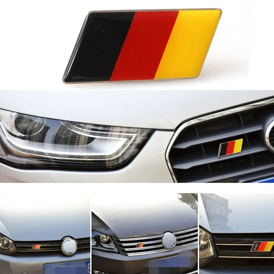 Алюминиевый флаг Германии автомобиля Передняя эмблема значок гриль решетка подходит для VW Golf Jetta Audi A3 A6 автомобиль Стайлинг