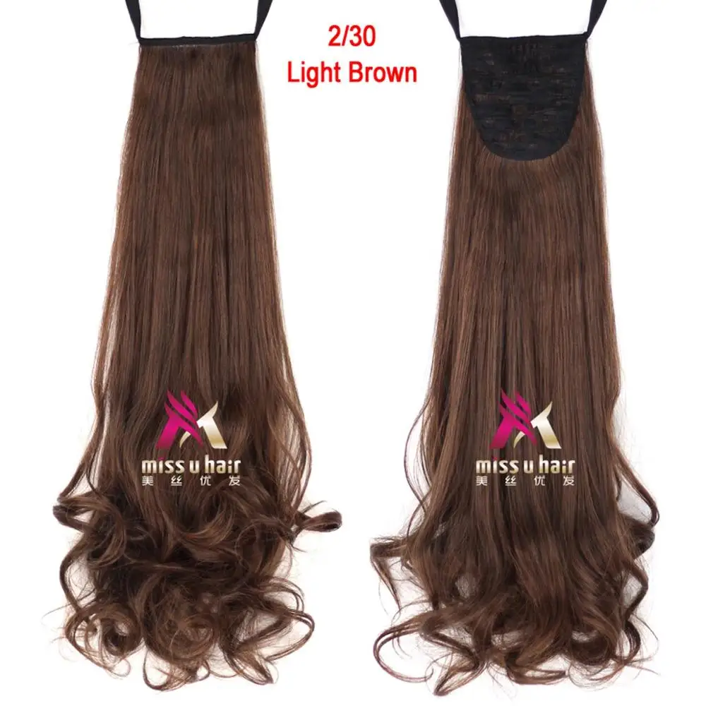 Miss U Hair 1" 45 см 110 г Синтетическая лента конский хвост длинные вьющиеся женская Сережка для наращивания волос кусок хвостики - Цвет: F1 / BURG