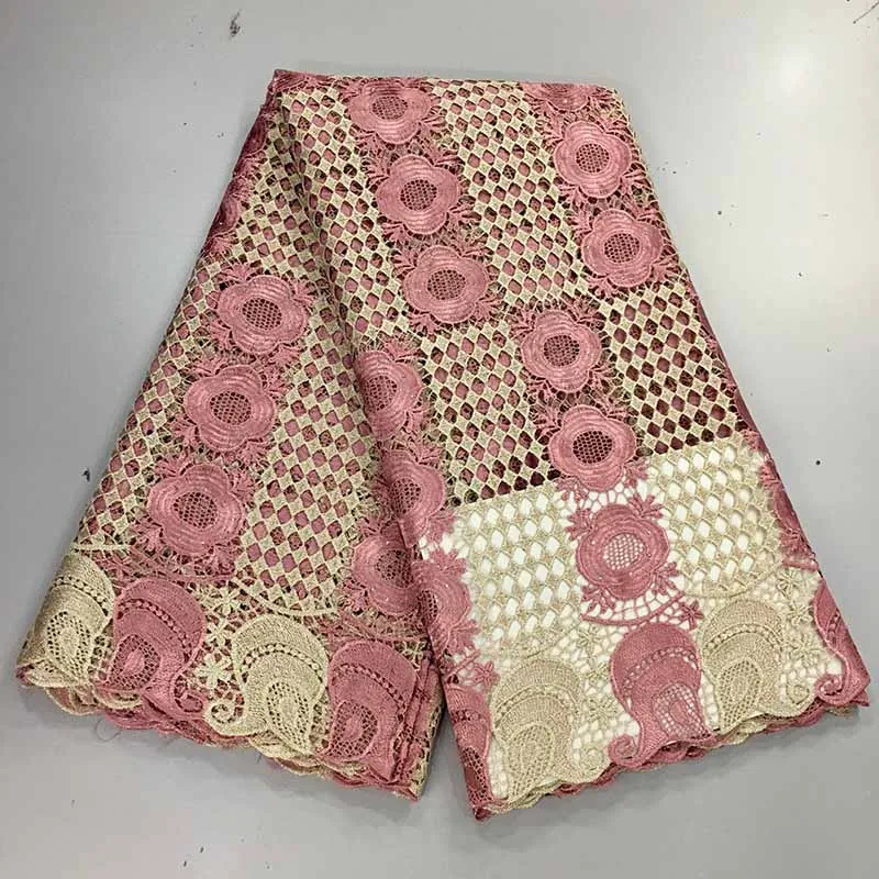 

African Print Fabric Water Soluble Lace Ankara Fabric Thin Yarn Telas Por Metro Fashion Lace High Quality Size 5 Yards Fashion