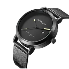 CRRJU классические черные мужские часы модные простые Бизнес наручные часы кожаный ремешок мужские часы подарок erkek kol saati Reloj Hombre