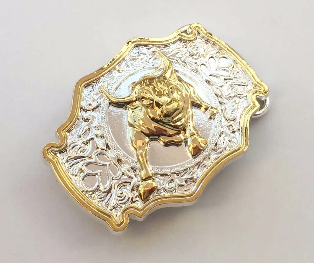 Горячая Распродажа ковбойская пряжка с золотым 3D серебристым быком металлические пряжки подходит для 4 см wideth ремень с непрерывным запасом