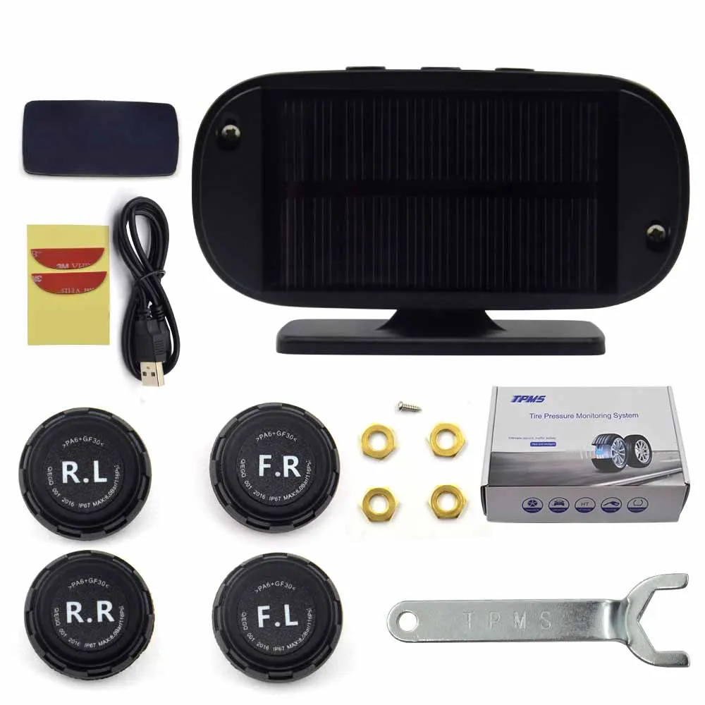 Solar TPMS Car Tire Pressure Alarm Monitor System car tire pressure monitor car tire pressure sensor 4 Wheel Internal External Tyre Sensor Temperature Alert