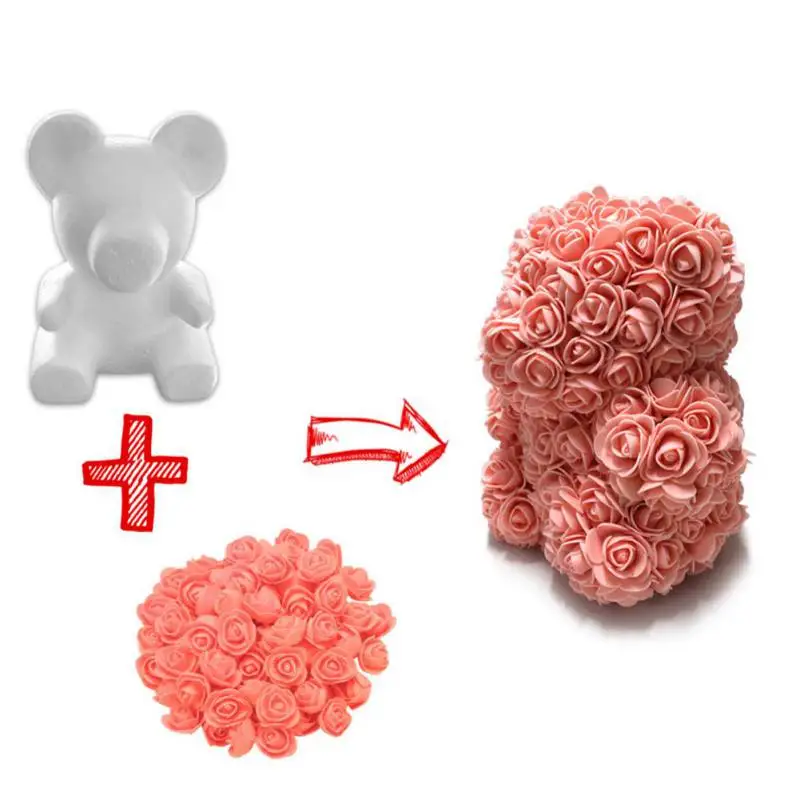DIY Carft розовый медведь розовые игрушки Искусственный цветок рождественские подарки для женщин подарок на день Святого Валентина розовый медведь