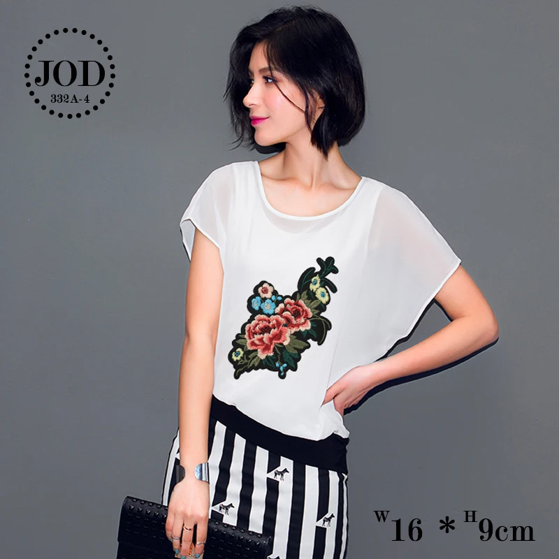 

Embroidered Flower Size:16x9cm Iron on Patches for Clothing T-shirt DIY Sewing Applications Clothes Patch Applique Apparel JODc