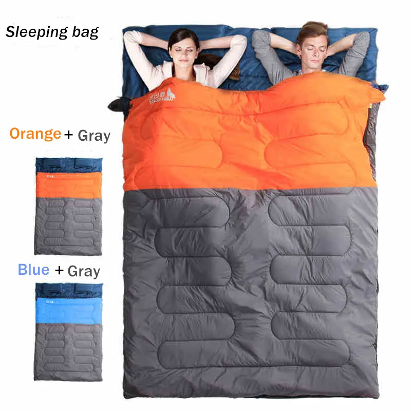 Sleeping Bag Couple with pillows outdoor camping indoor mat for lunch break portable Adult lover warm for four seasons (3)