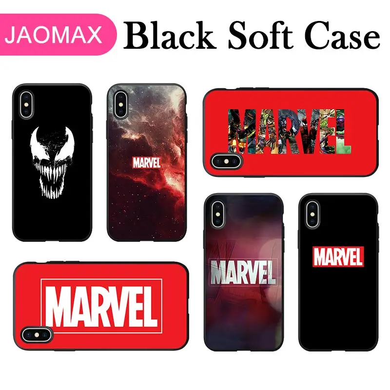 

Jaomax Soft Silicone Venom Marvel Superheroes Black Phone Case for iPhone 7 Plus X Xr Xs Max 6 6S Plus 8 5 5S SE Capa Fundas