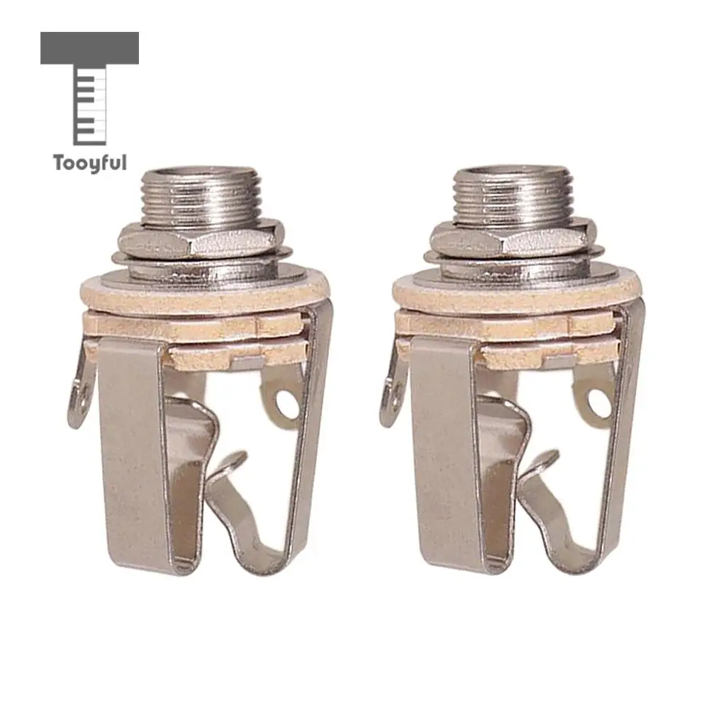 Tooyful 2pcs Brass 1/4' Stereo Output Jack Socket Plate for Guitar Bass Active Pickup Parts