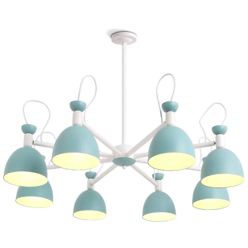 

Nordic living room chandelier iron art modern simple style macarons creative small bedroom restaurant 3/6/8 head LED Lamp