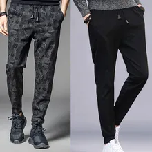 Мужские осенние камуфляжные штаны-шаровары, спортивные длинные штаны для бега, однотонные