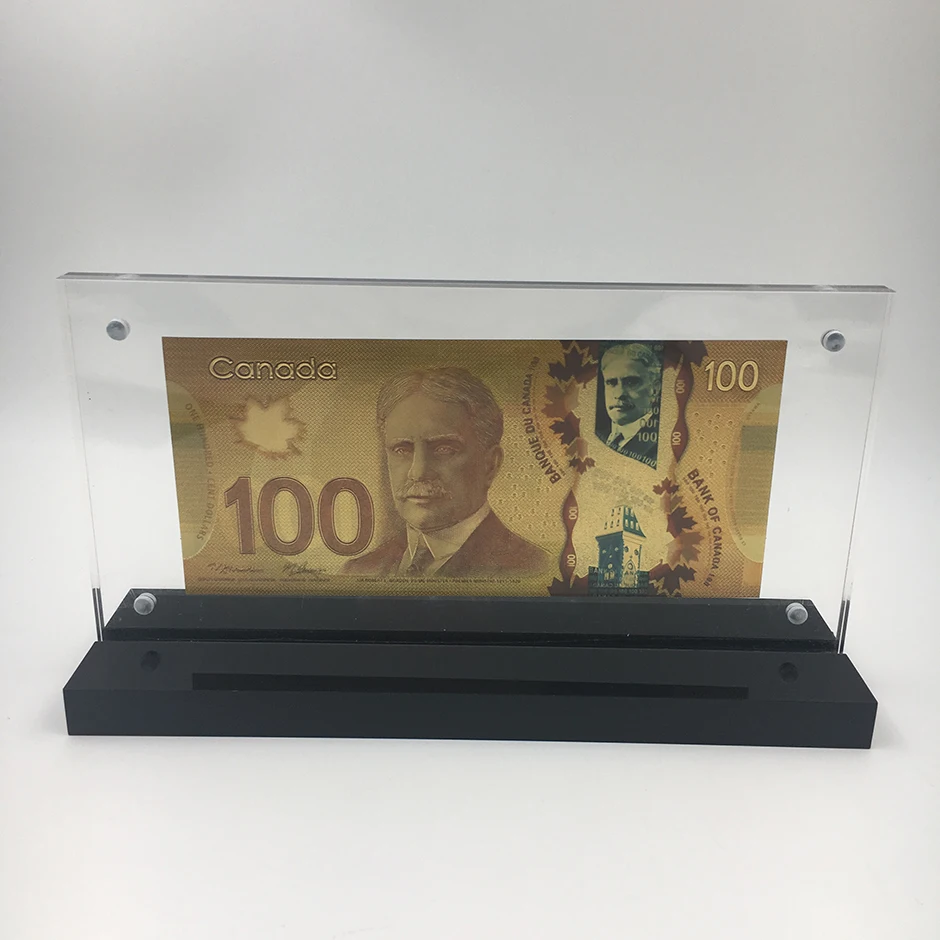 100CAD-Canadian-Dollar-Souvenir-Banknote-24K-Gold-Plated-Collection-Gift-with-nice-acrylic-display-stand