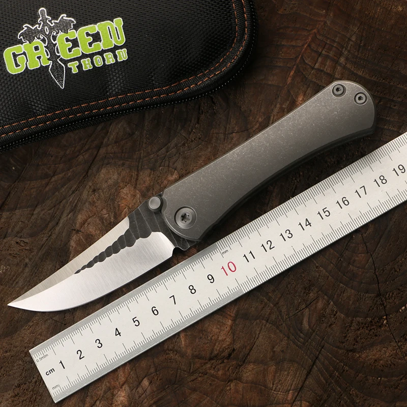 

Green thorn BORKA 3D bearing folding knife M390 blade TC4 titanium alloy handle camping outdoor practical fruit knife EDC