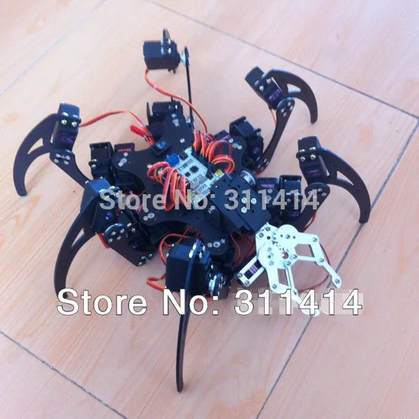 

1set Arduino Aluminum 6Foot Spider robot 20DOF Six Legs Robot Frame Kit Set With Mechanical Gripper Promotion + Free Shipping