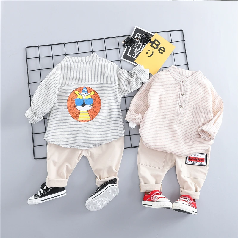 

HYLKIDHUOSE 2019 Baby Girls Boys Clothes Suits Toddler Infant Clothing Sets Cartoon T Shirt Pants Kids Children Vacation Costume