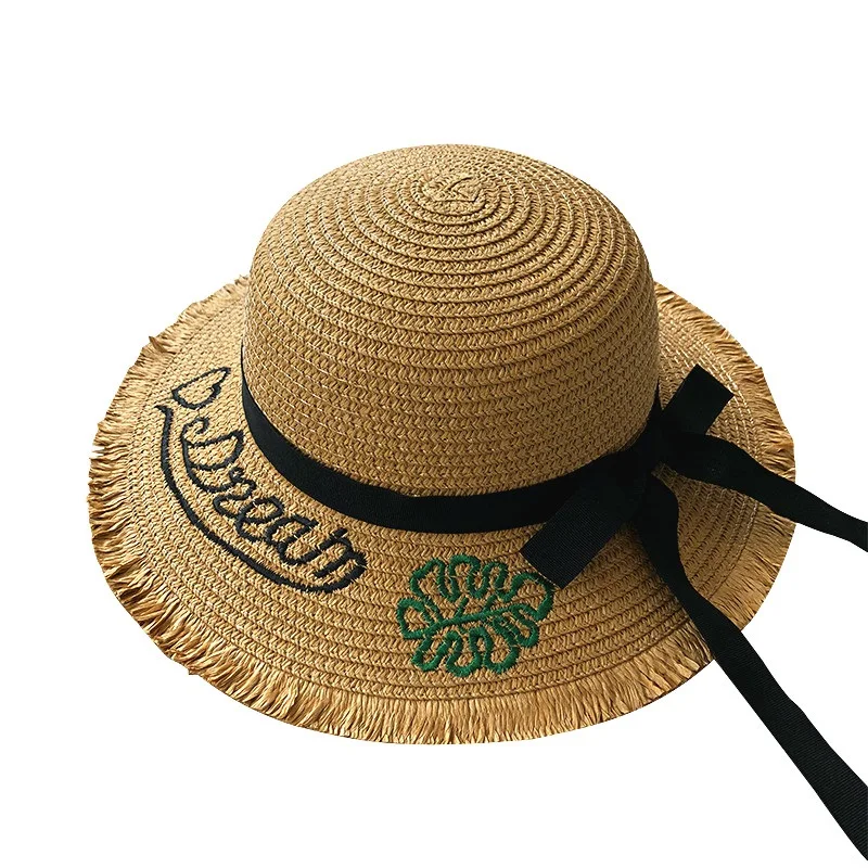 Летняя шляпа для девочек с вышитыми буквами, Панамы для девочек, Солнечная Панама, детские шляпы кепки