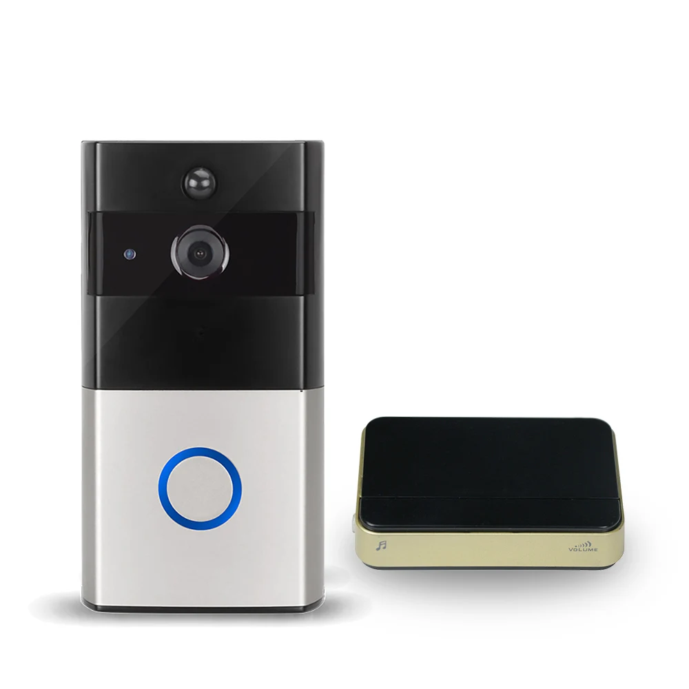 WI-FI видео звонок камеры беспроводной домашней домофон ip дверной звонок сигнализации информация толчок поддержка системы IOS и Android - Цвет: Silver  And doorbell