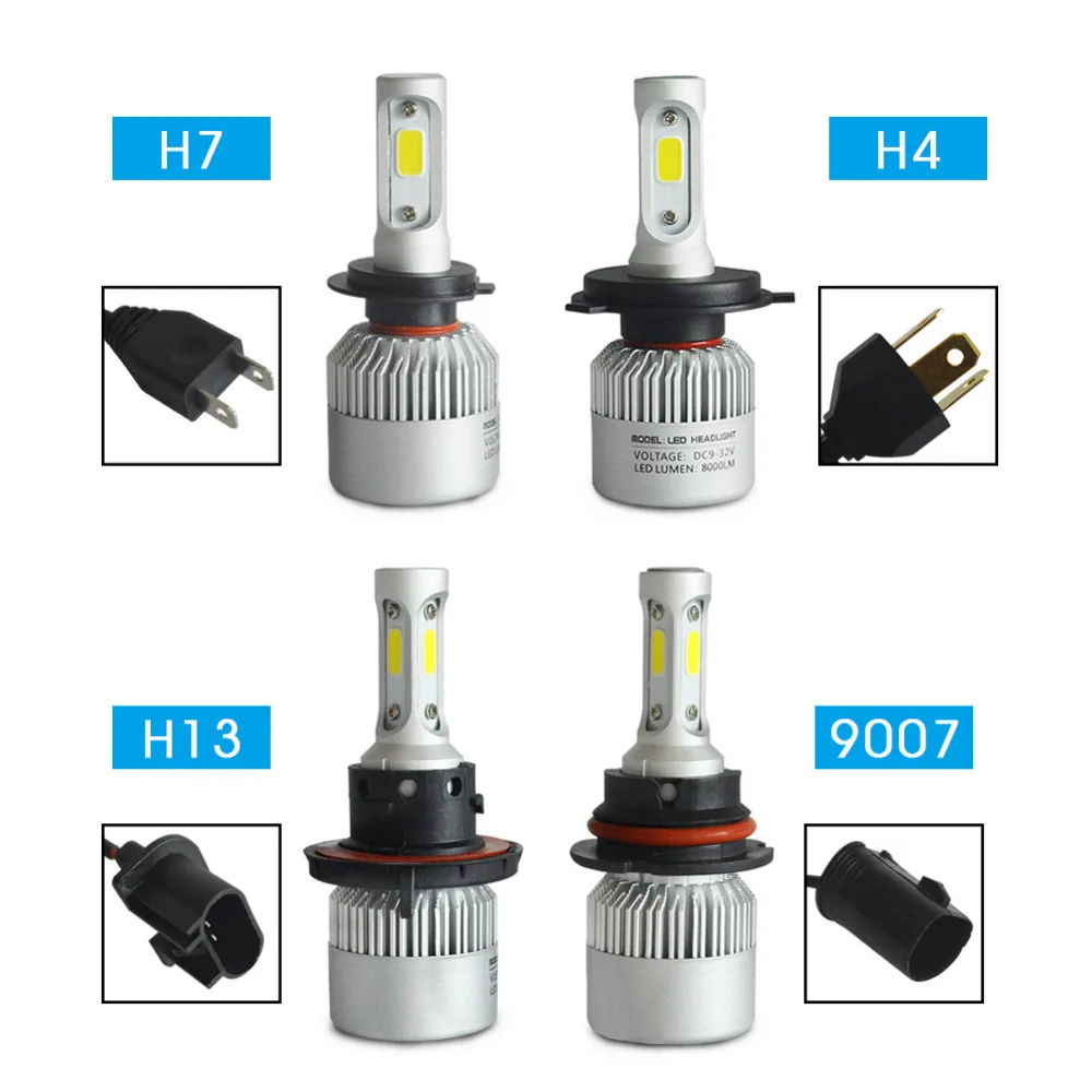 2 шт. H4 LED H7 H13 9007 881 Автомобильные светодиодные фары 72 Вт 8000LM Hi/Lo луч лампы