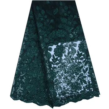 

Nigerian Sequins Lace Fabric High Quality African Lace Fabric Dress French Tulle Lace Fabric Women Wedding Party 5 Yards A1625