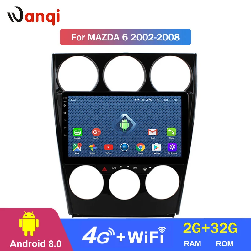 

4G Lte All Netcom 9 inch Android 8.0 HD Touchscreen Multimedia Player for 2002-2008 Old Mazda 6 with Bluetooth GPS Navigation