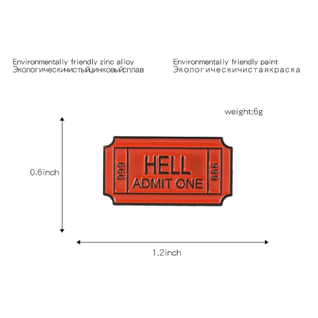 One Way Ticket to Hell Enamel Pins Brooches Lapel Badges  1