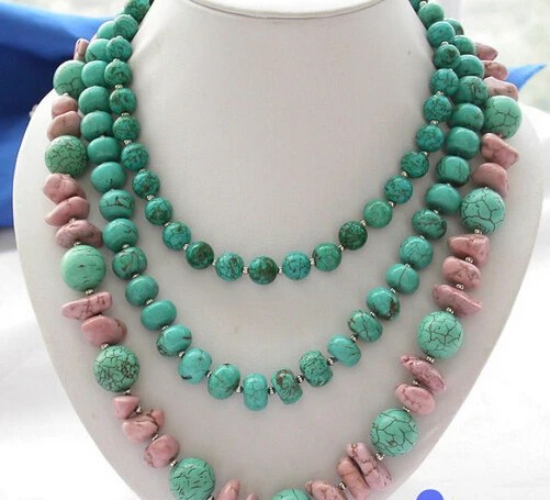 

ddh002975 3row rondelle round green pink turquoise necklace 28% Discount