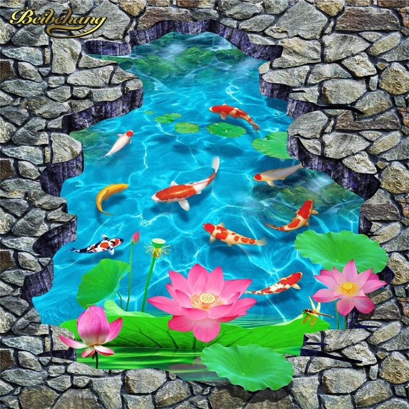 beibehang Custom papel parede 3D Photo Wallpaper Bathroom Living Room Bedroom PVC Floor Sticker Wallpaper Mural contact-paper