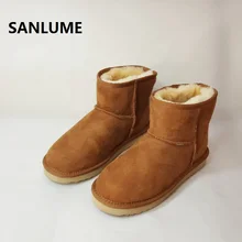 SANLUME/женские зимние ботинки из овечьей кожи; Коллекция года; ботильоны на натуральном овечьем меху; классические ботинки в австралийском стиле; цвет каштан; размер 42