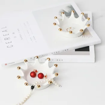 

JO LIFE Home Decor Sundries Key Ceramic Storage Tray Creative Nordic Style Crown Jewelry Tray