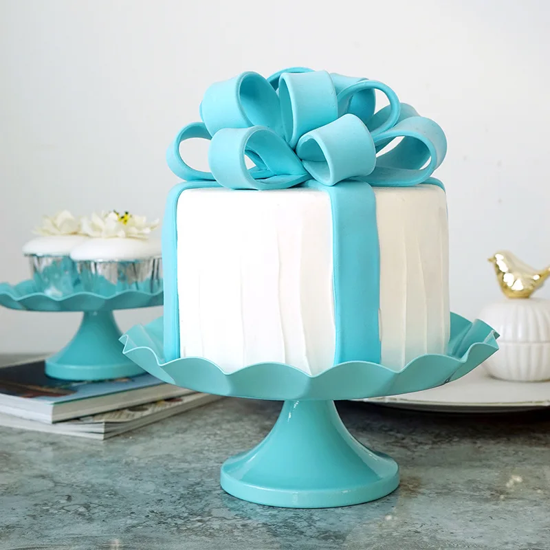  New Sweetgo Blue Snack Tray Cake Stand Cupcake Plate Tools Waterproof Paint Candy Bar Decoration Fo