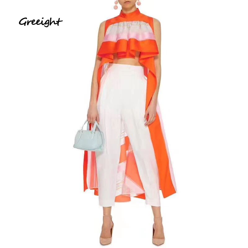 

2019 Women Striped Print Sleeveless Blouse Lady Summer Sexy Asymmetrical Crop Top Short Streetwear Party Club Shirt Camis Mujer