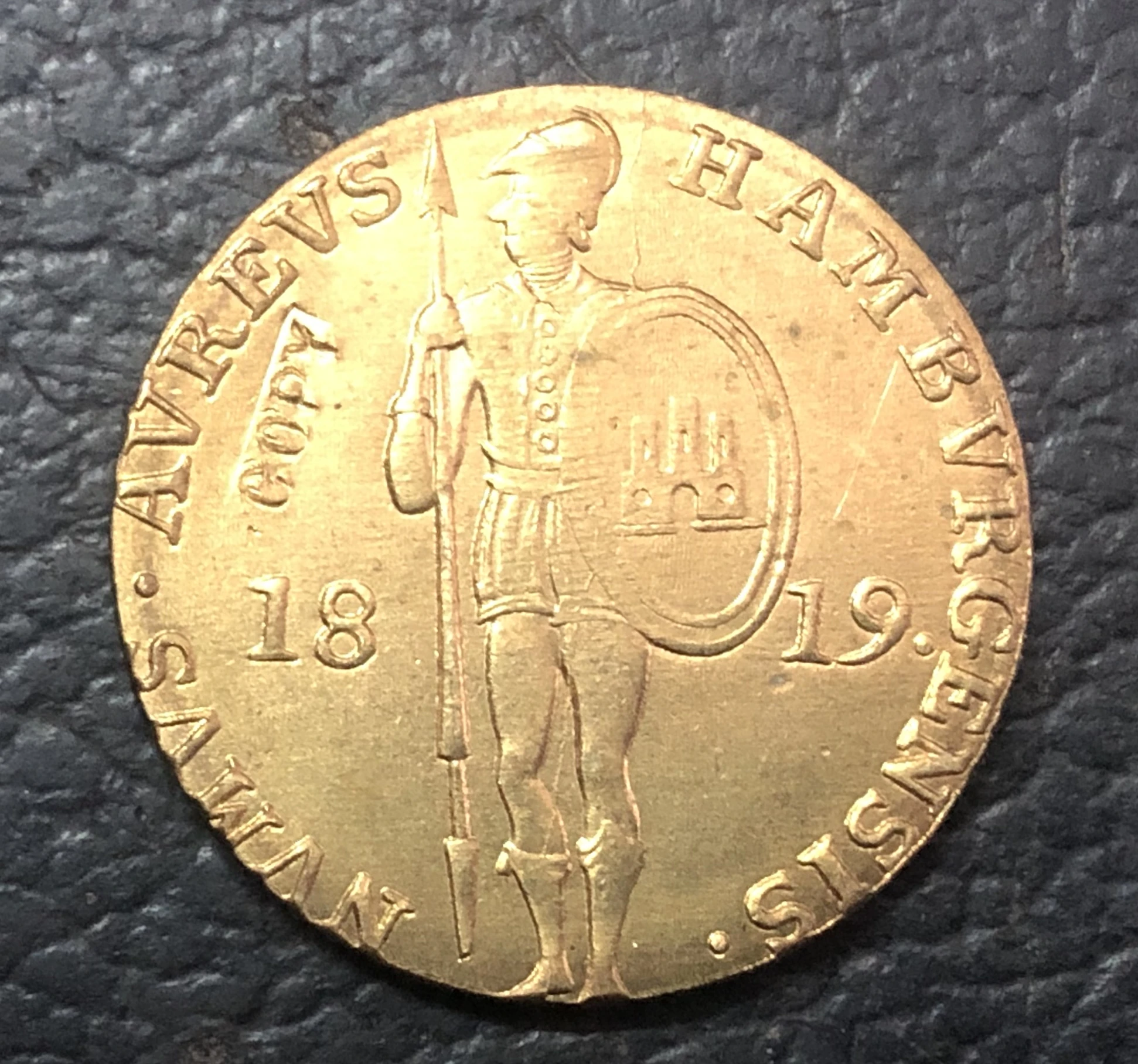 1819 Германия бесплатно Ганзейский город Гамбург 1 Dukat Золотая копия монеты | Дом и