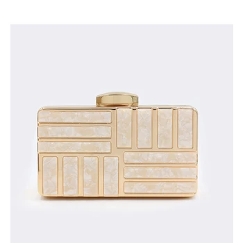 

Woman's Evening Clutch Marble Striped Metal Metallic Shoulder Bag Elegant Wallet Fashion Acrylic Crossbody Bags Handbag