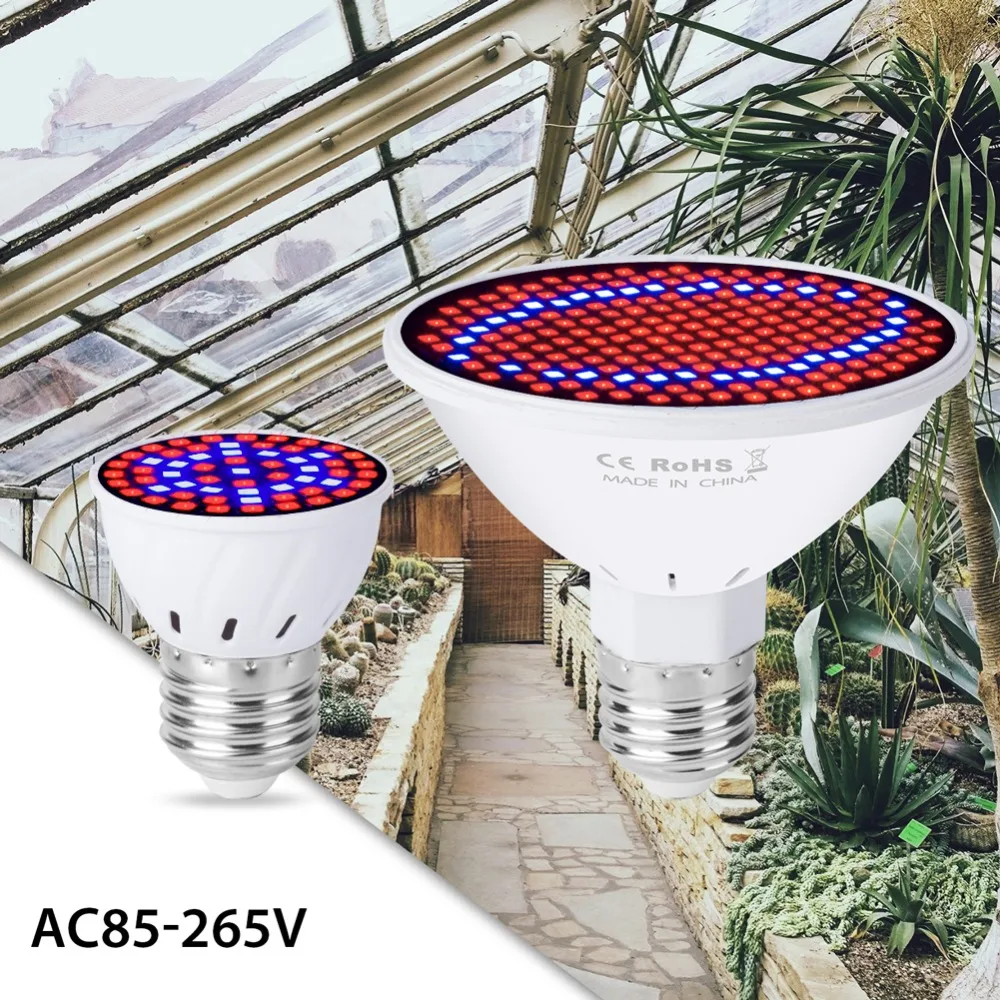 

2PCS Phyto Lamp Full Spectrum LED Grow Lights E27 Fitolamp LED Lamp For Plants Flowers Seedling 60 126 200LEDs Indoor Fitolampy