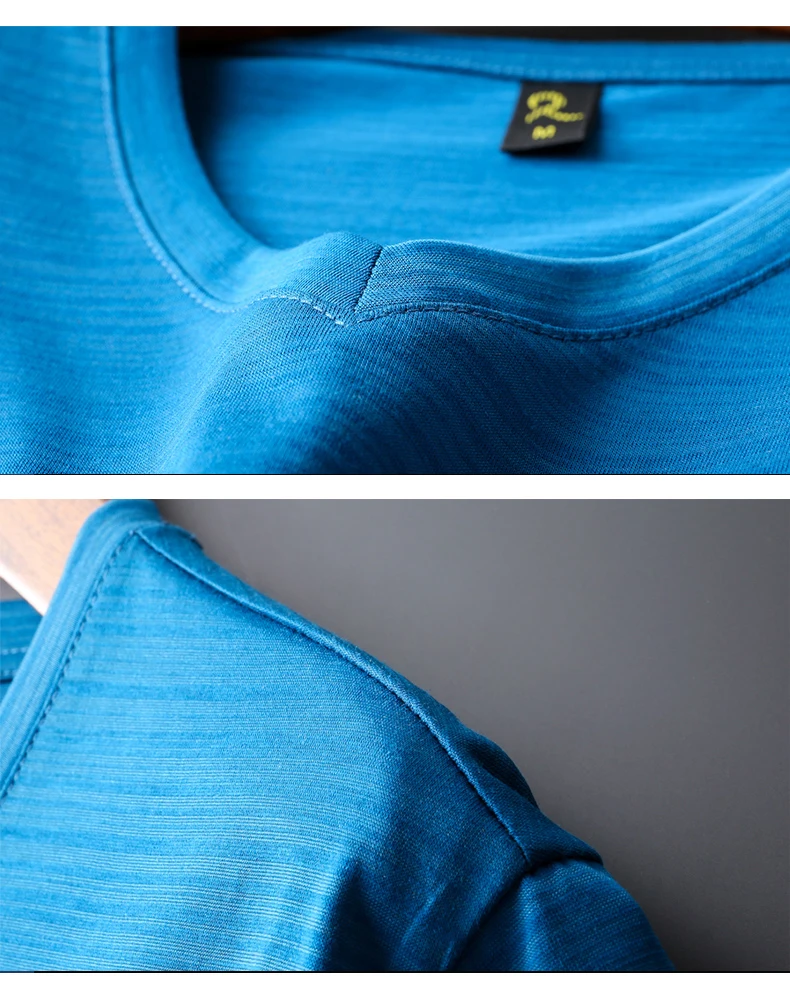 2018 Summer Mercerized Cotton Men's T-Shirt Short Sleeve Plain Black Clothes V-Neck Slim Fit Silk Cotton Cool Tee Icy Silk Trend (16)