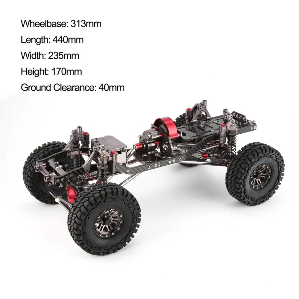 CNC Aluminum Metal and Carbon Frame Body for 1/10 RC Crawler Cars AXIAL SCX10 Chassis 313mm