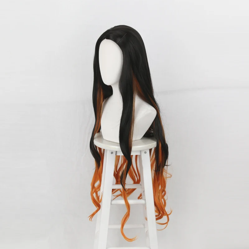 Demon Slayer Kimetsu no Yaiba Kamado Nezuko длинный вьющийся парик карнавальный костюм термостойкие