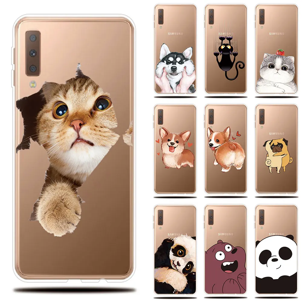 

Cute Dog Cat Silicone Phone Case For Samsung Galaxy A3 A5 A7 2017 2016 2015 Cover For Samsung A6 A8 A9 Plus 2018 A6S A8S Case