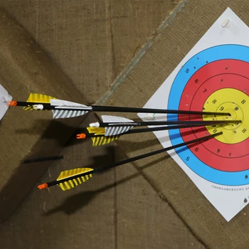 

Free shipping 6pcs 4inch colorful fletching spine 400 pure carbon arrows rotating nock suitable for recurve/compound bow