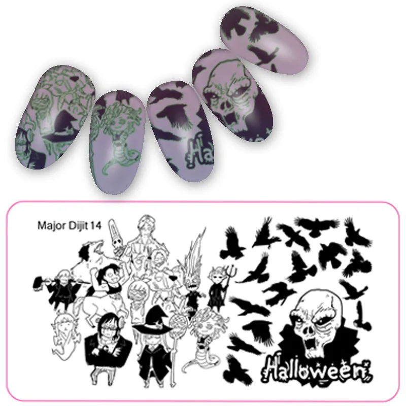 1 шт 6,5*12,5 см шаблон для дизайна ногтей шаблон для Хэллоуина шаблон для ногтей прямоугольник шаблон для ногтей штамповка пластины трафарет для ногтей