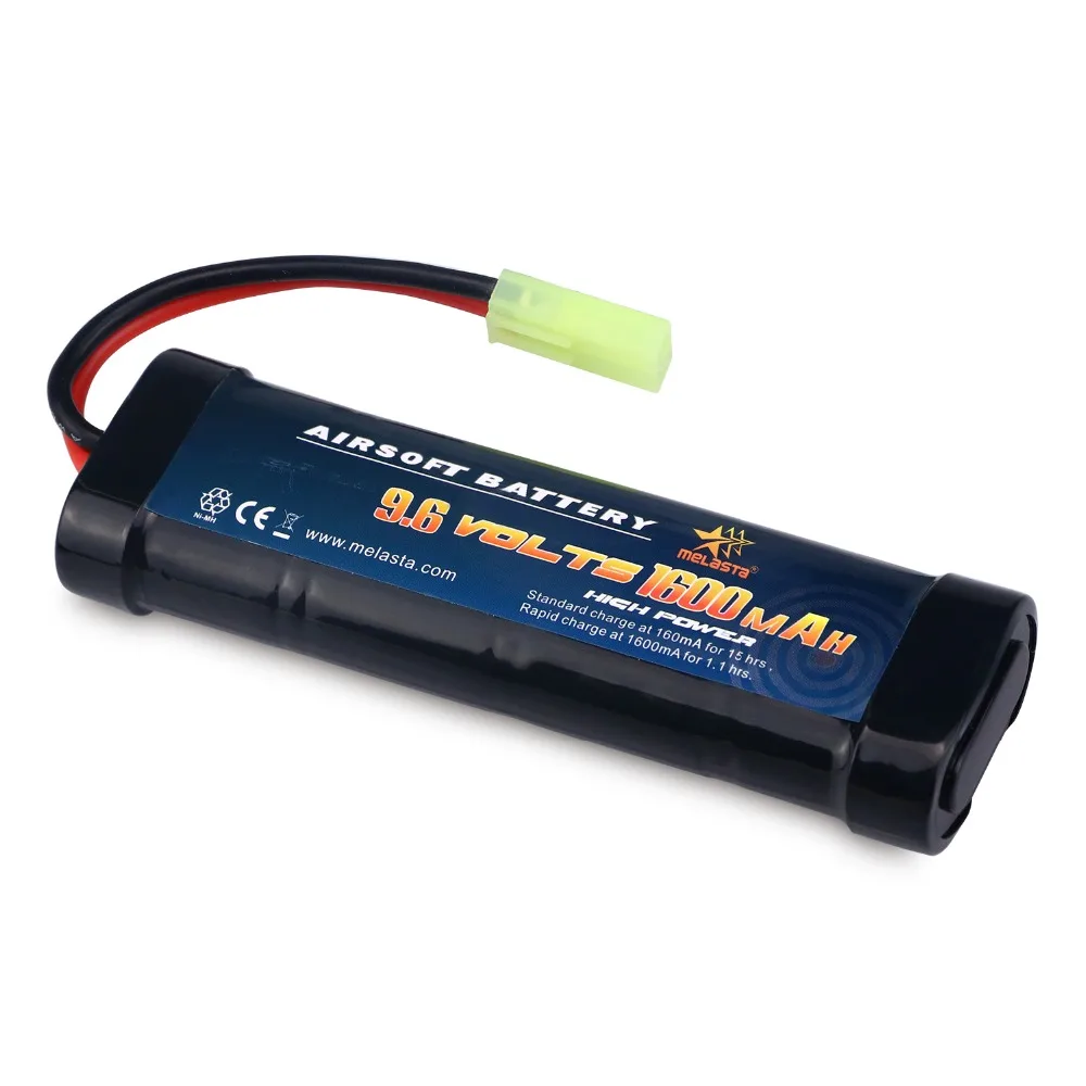 Melasta 2/3A 9.6v 1600mAh NiMH Flat Battery Packs for Airsoft Guns and