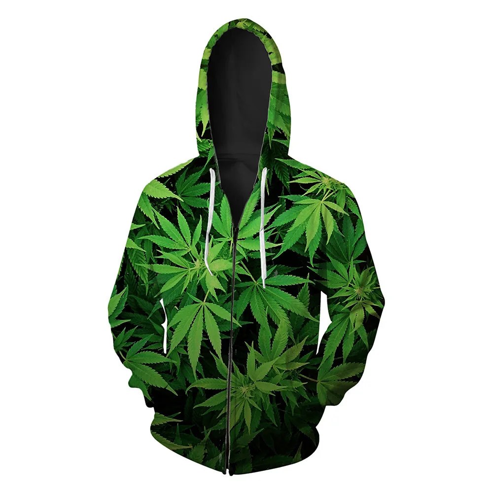 

Smoke Weeds Green Maple Leaves 3D Print Jacket Men/women Hipster Zipper Hoodies Boys Casual Tops Male Coat Clothes Harajuku 5XL