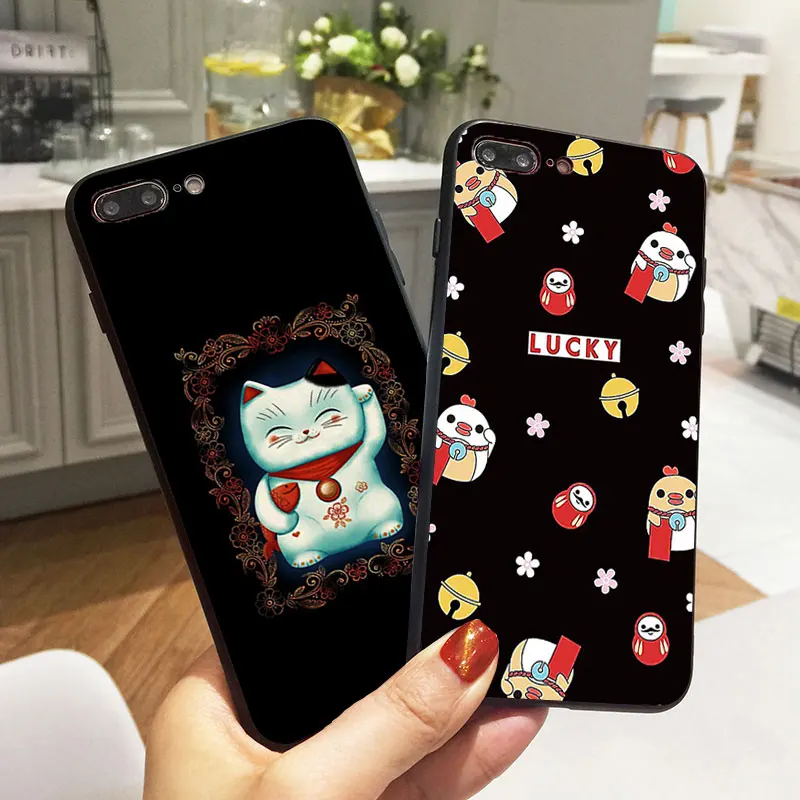 

Kawaii Japanese Lucky Cat Soft Silicon Phone Case for iPhone X XR XS Max 5s SE 6 S 6s 7 8 Plus Cover Fundas Capinha Coque