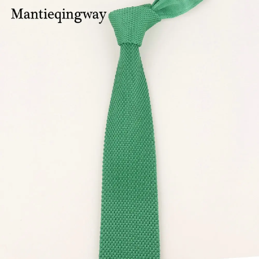 Mantieqingway 7 см Вязаные Галстуки для мужчин вязаный галстук для свадьбы вязание тонкий Gravatas мужчин s полиэстер Corbatas платье с поясом - Цвет: 094