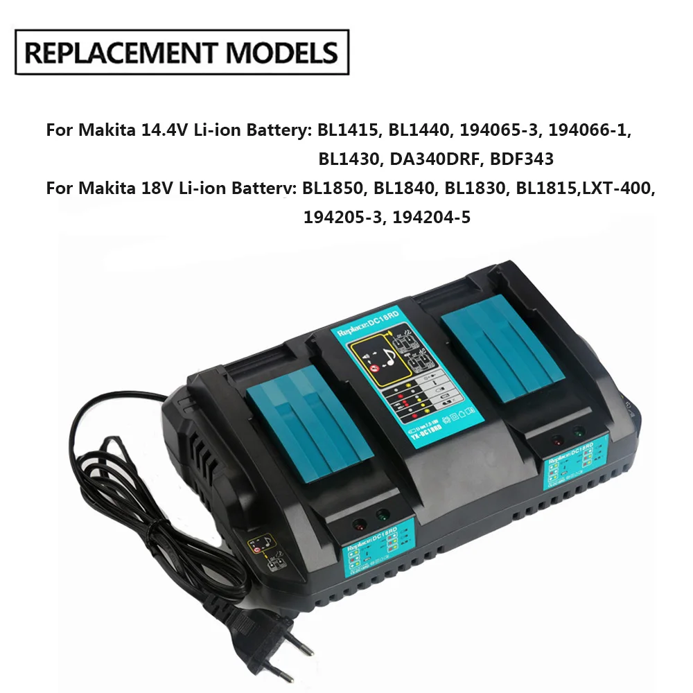 Для Makita Dual Замена Зарядное устройство литий-ионный Быстрый оптимизированная 4A Выход Зарядное устройство для BL1830, BL1430, DC18RC, DC18RA, DC18RCT
