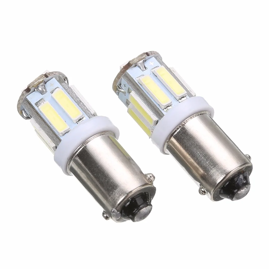 2PCS 1156 Car Turn Signal Light BA9S 7020 10 SMD LED DC 12V 1W White 6000K Lamp High Power Car Side Light Bulb